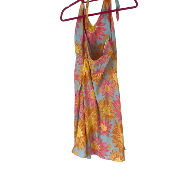 Liz Claiborne 100% linen Floral Midi Dress, halter top- Orange and Pink, Size 10 - Picture 4 of 12